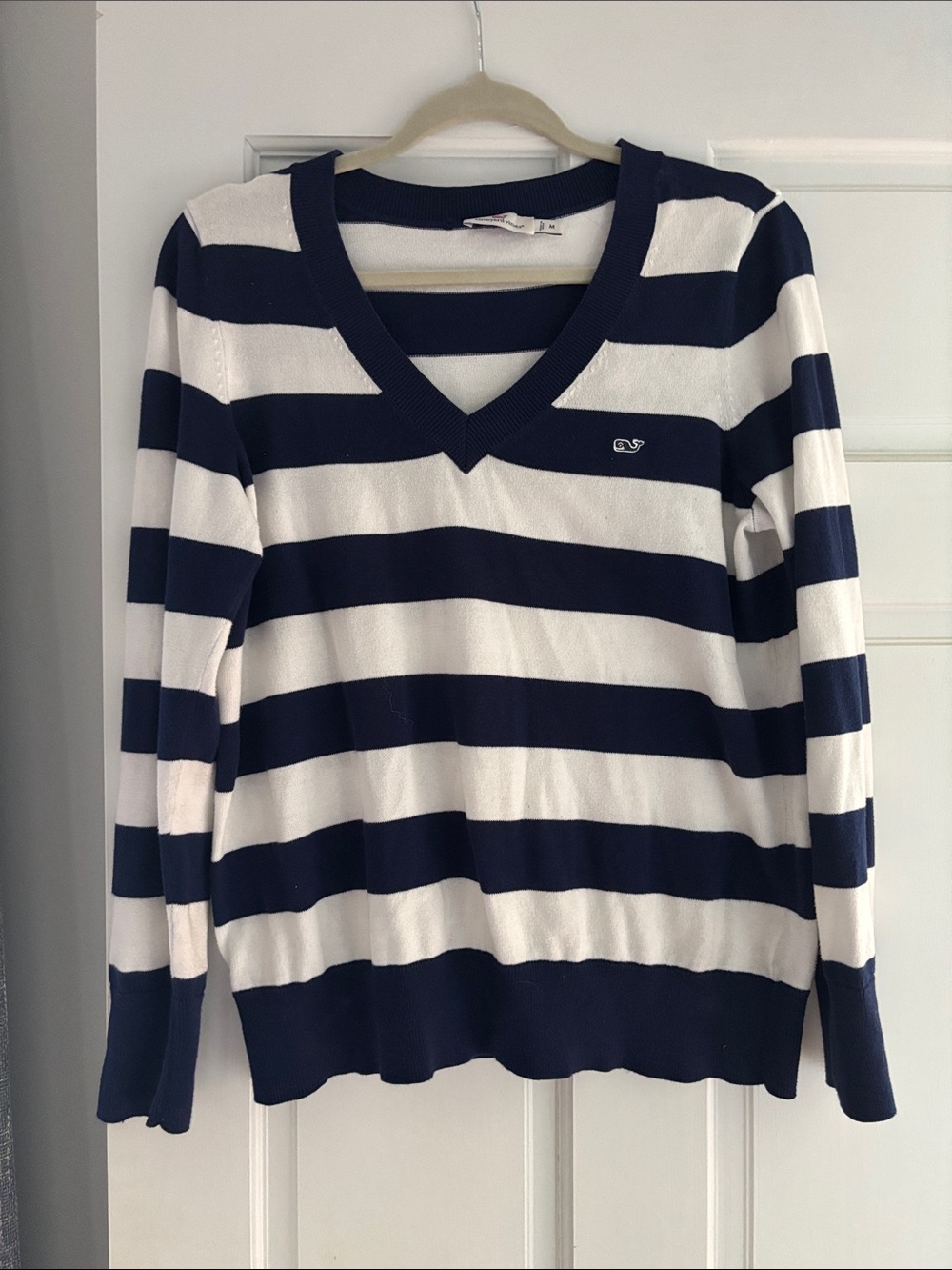 Vineyard Vines Navy & White Striped V-Neck Pullover